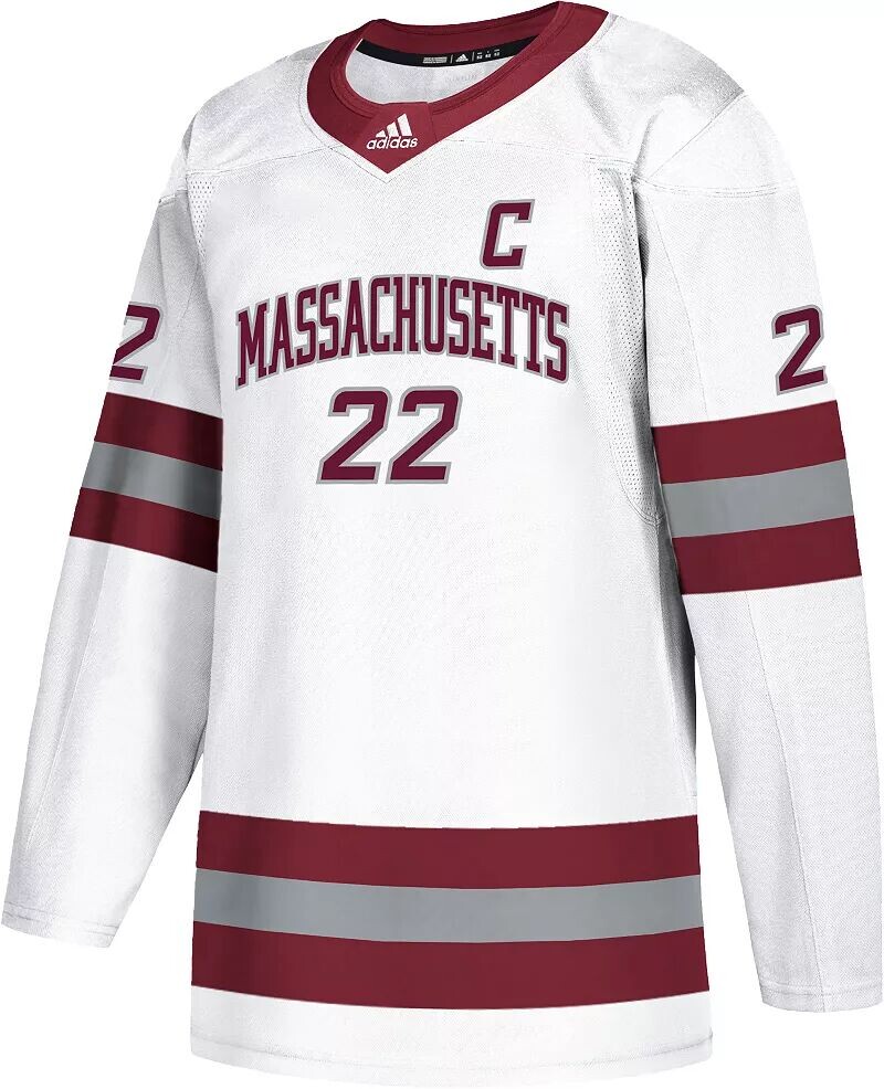 

Мужская белая хоккейная майка Adidas UMass Minutemen #22