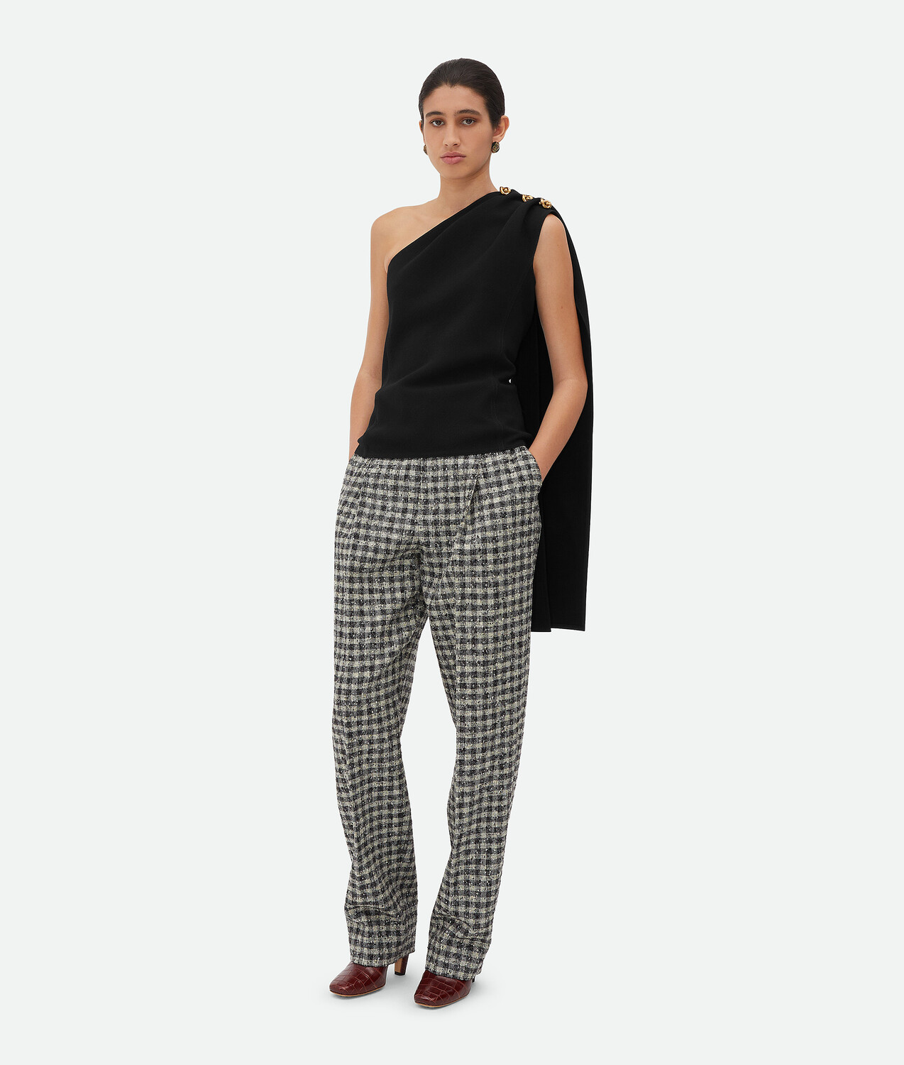 

Топ из шерстяного вискозного крепа Bottega Veneta, черный