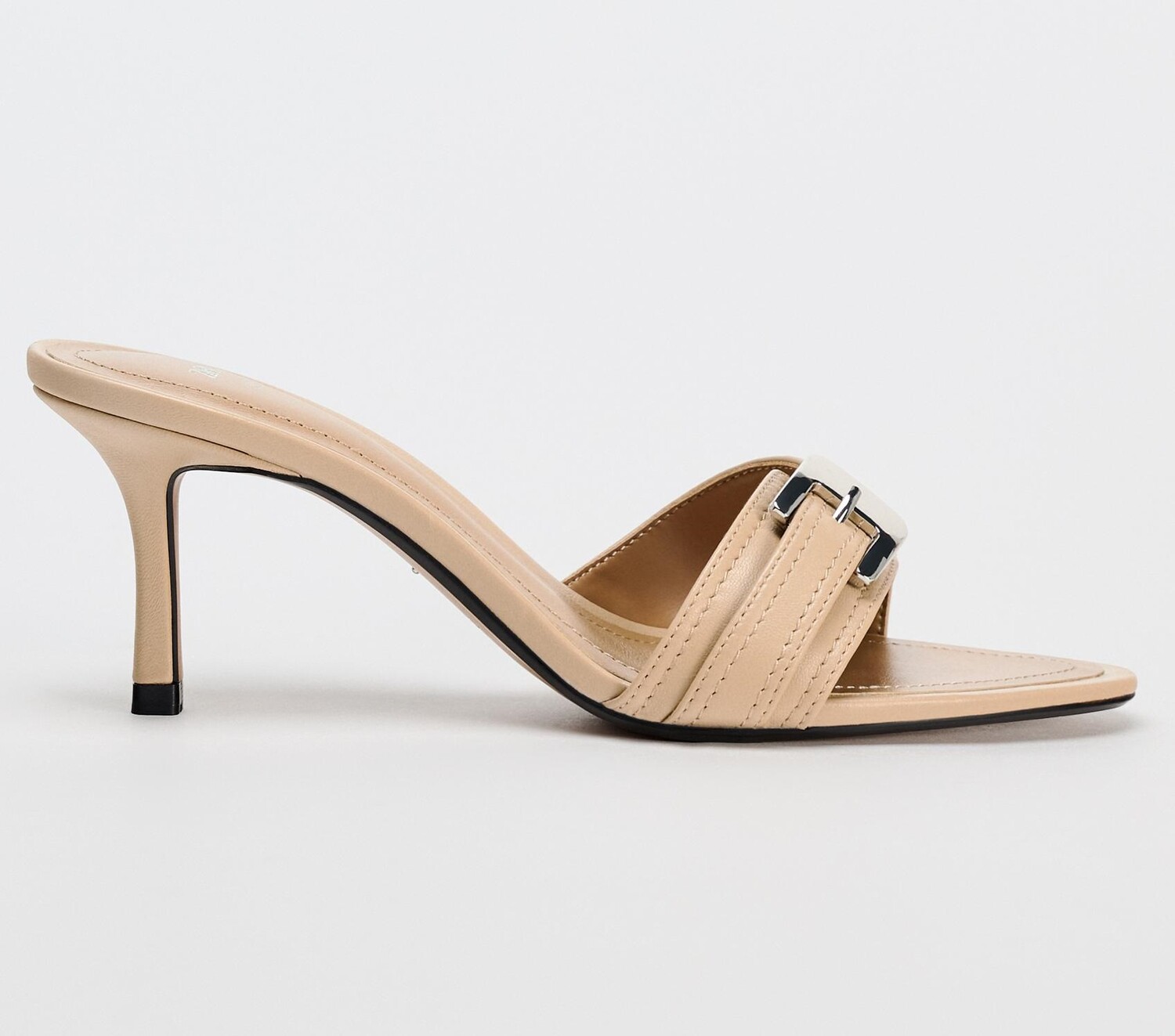 

Босоножки Zara Leather High Heel With Buckle, бежевый