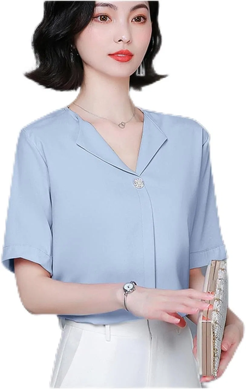 Блуза женская, шифоновая, свободного кроя, TieSen, синий