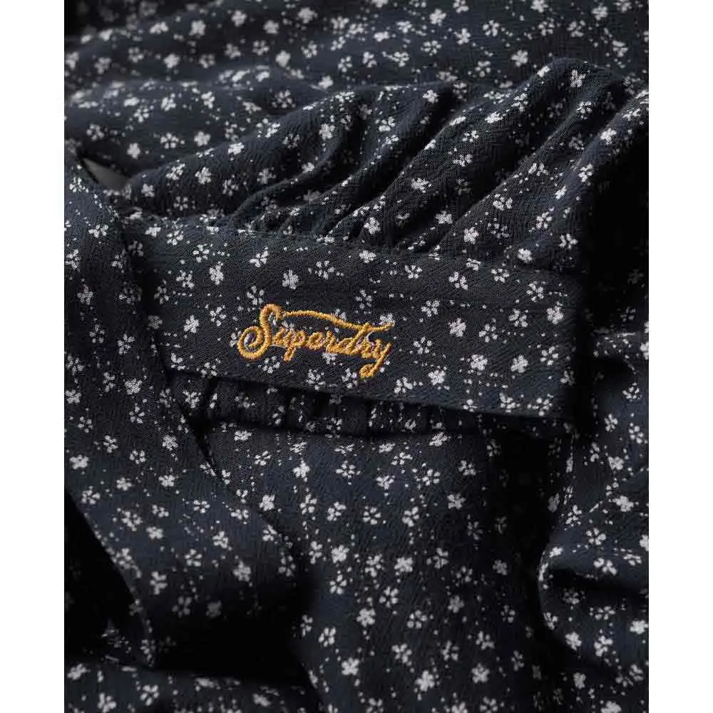 Блузка Superdry Vintage с завязками спереди и длинными рукавами, синий — фото 4