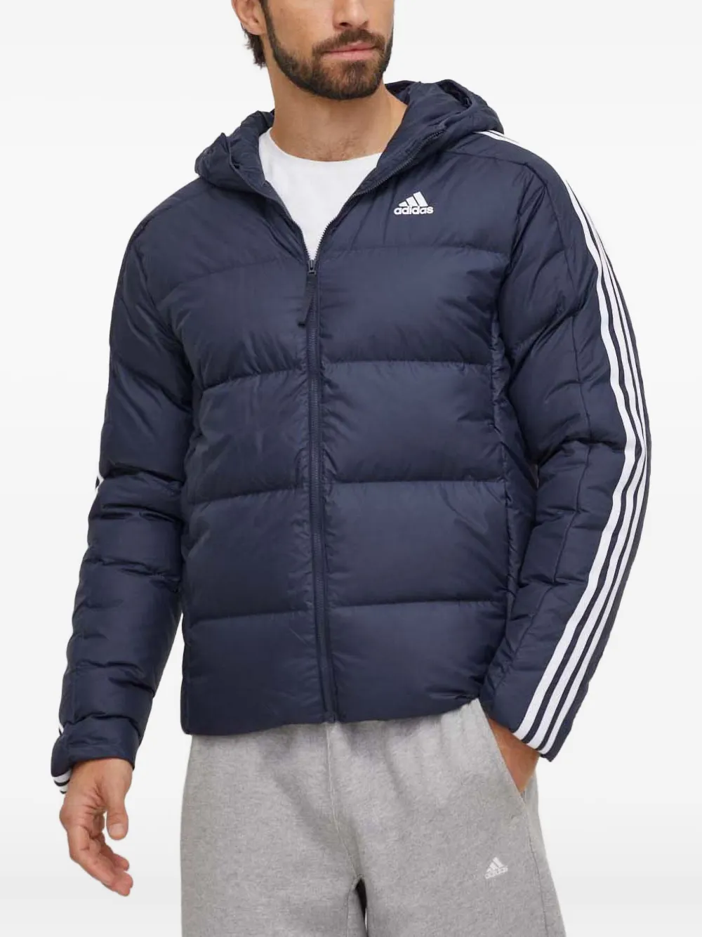 

Стеганая куртка с тремя полосками adidas, синий