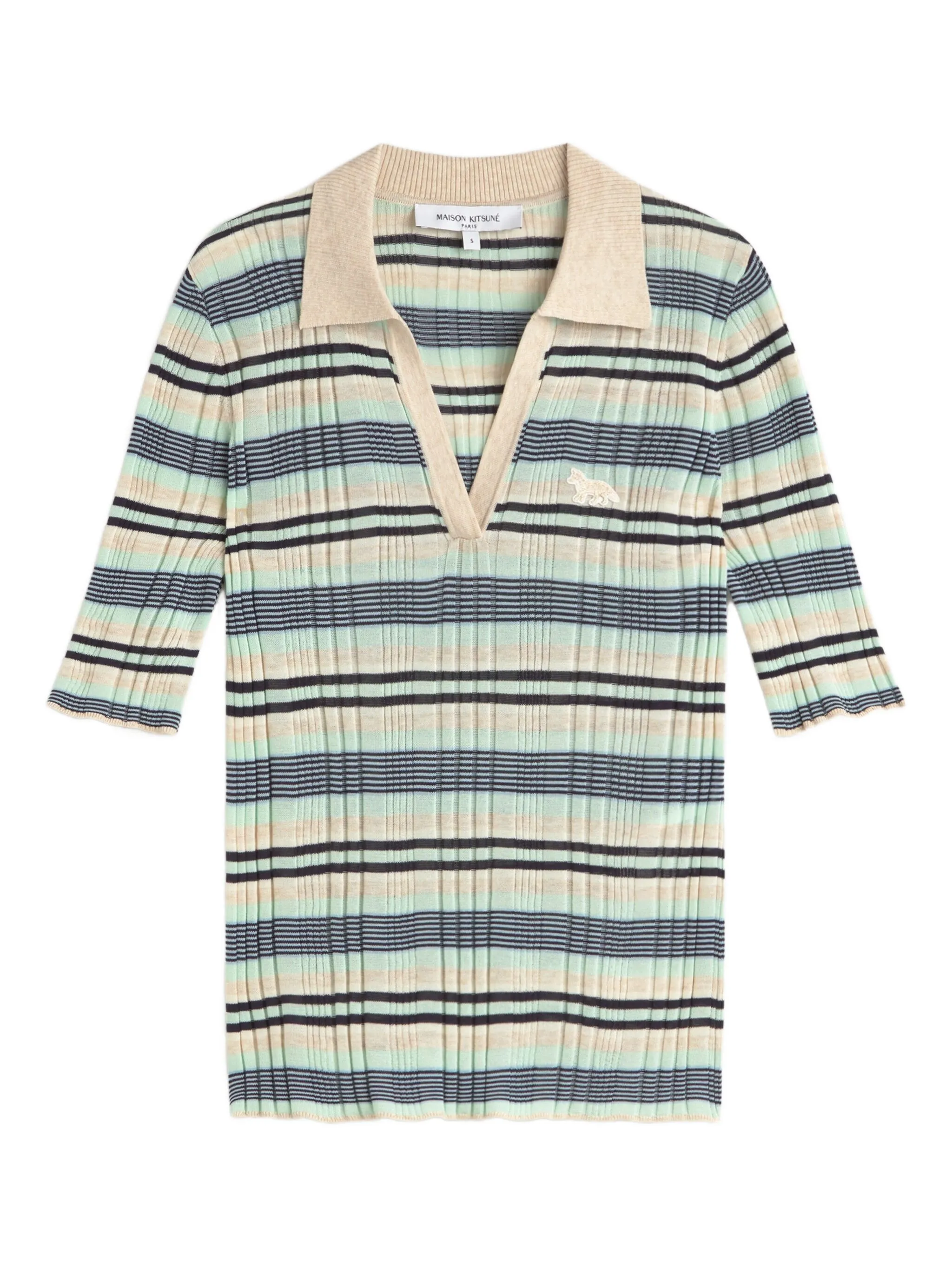 

Полосатая рубашка поло в рубчик Maison Kitsuné, синий