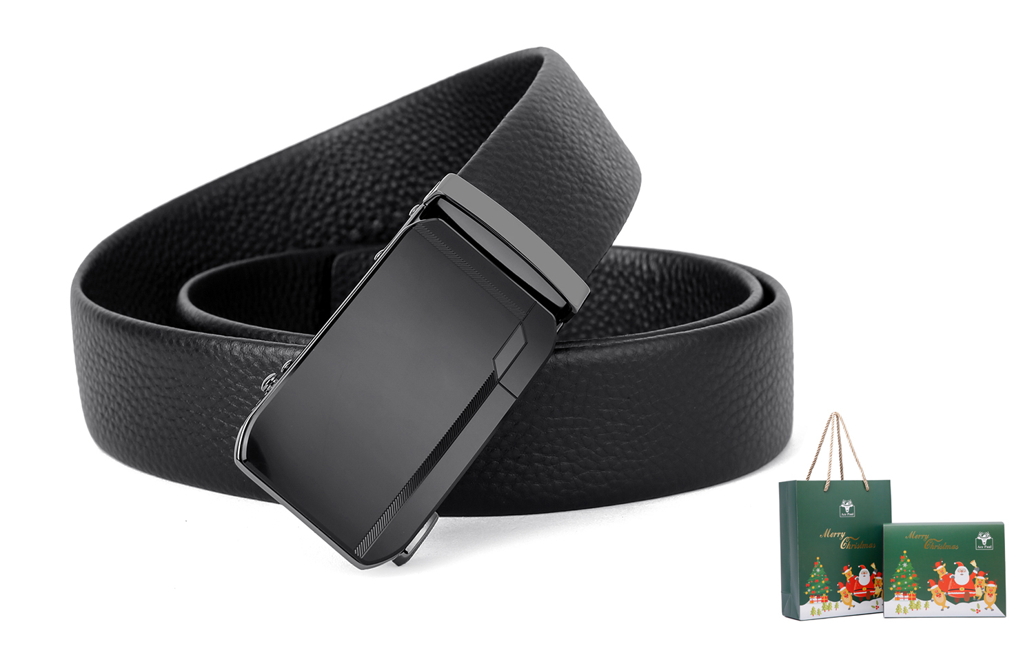 

Ace Paul Ремень из натуральной кожи для мужчин черный шириной 3.5 см, Black 10cm+Christmas Box