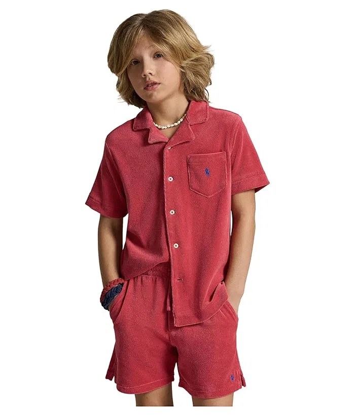 Рубашка терри свободный крой Terry Camp Shirt Polo Ralph Lauren Kids, Wicket Yellow/Multicolor — фото 4
