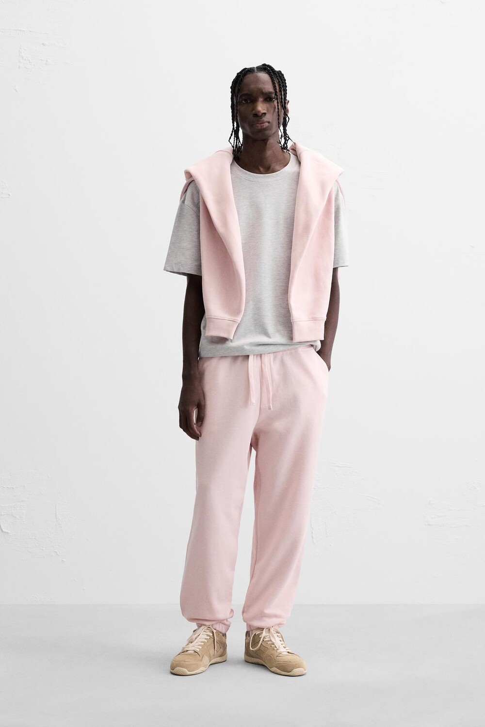 

Базовые брюки-джоггеры ZARA, светло-розовый