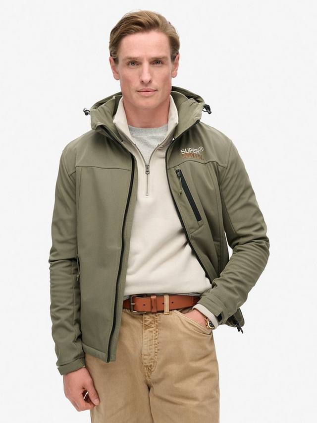 

Куртка трекер с капюшоном из мягкого рипстоп софтшелл Superdry, Dusty Olive Green