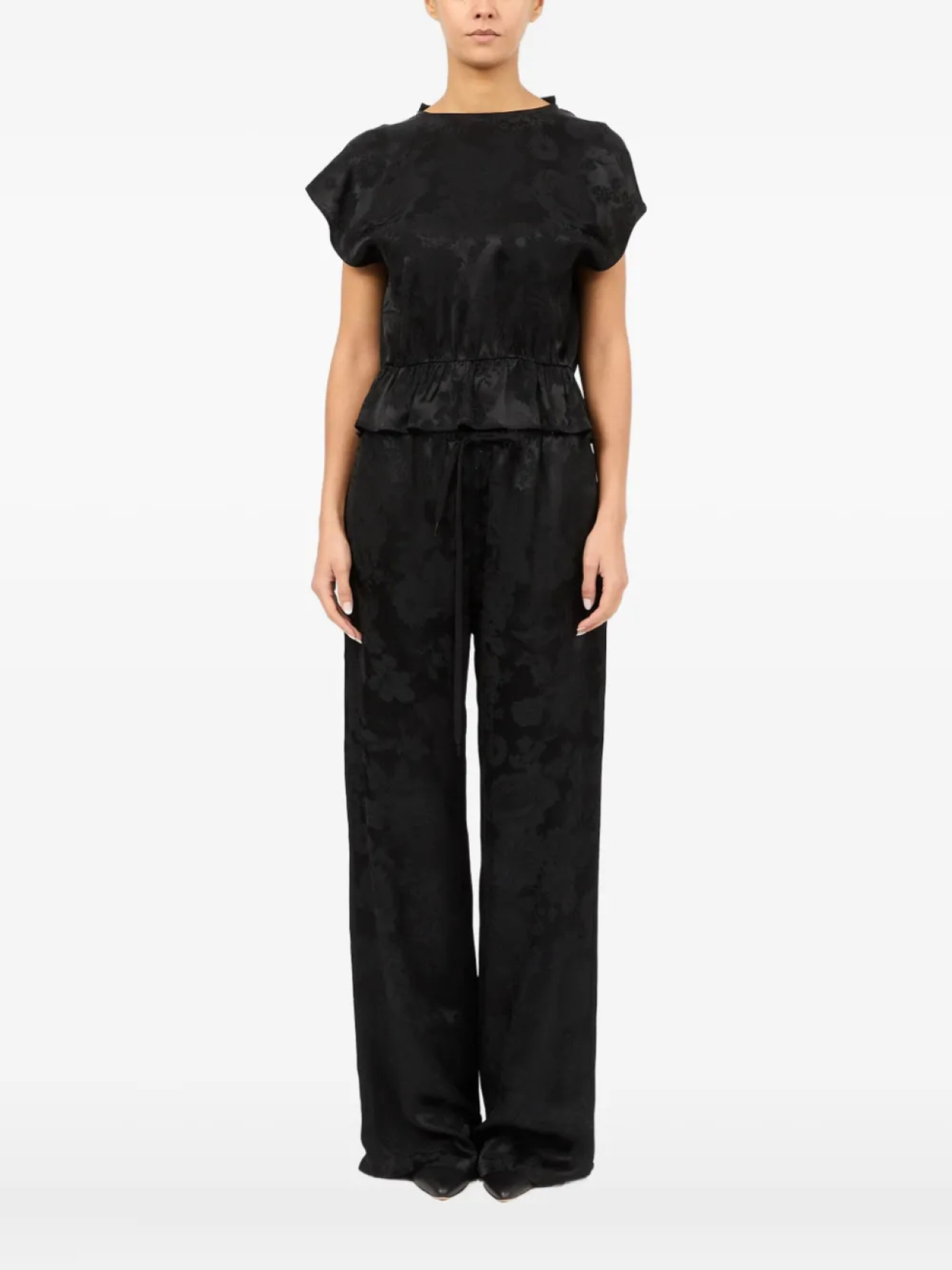 

Блузка с цветочным узором и парчой MM6 Maison Margiela, черный
