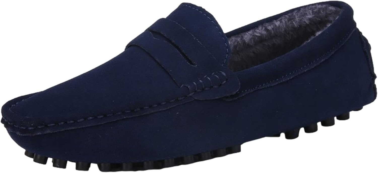 

Мужские замшевые кожаные лоферы ANUFER, удобные мокасины, Navy-plush Lined