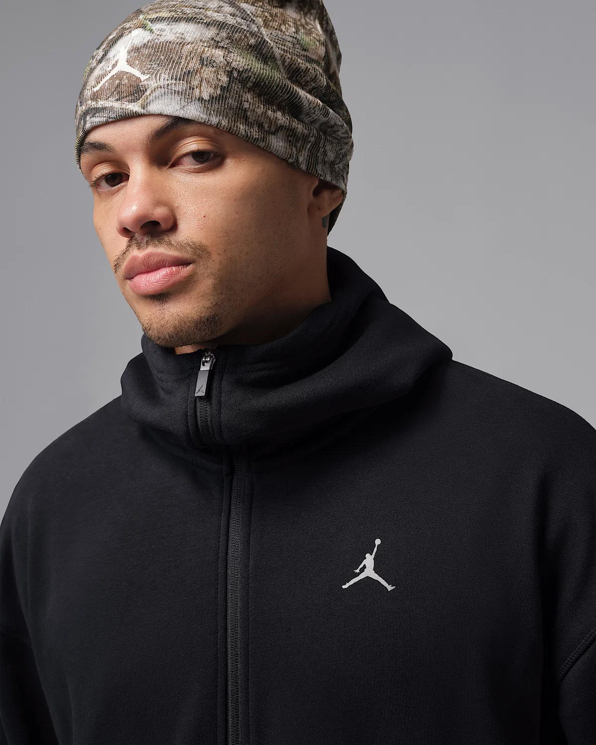 Мужская худи с полной застежкой-молнией Hike Mike Jordan Brooklyn, Black/Cargo Khaki/Metallic Silver — фото 3