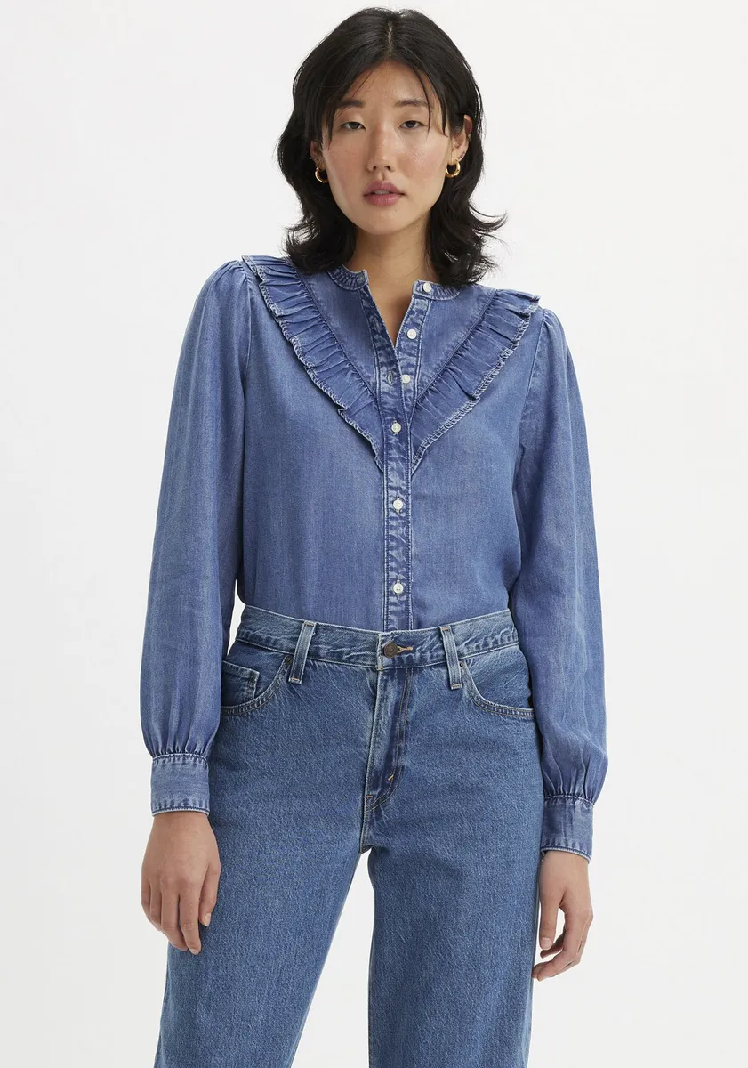 

Джинсовая блузка Levi's "CARINA BLOUSE DEM DA", с аппликацией с рюшами, цвет In Patches 2