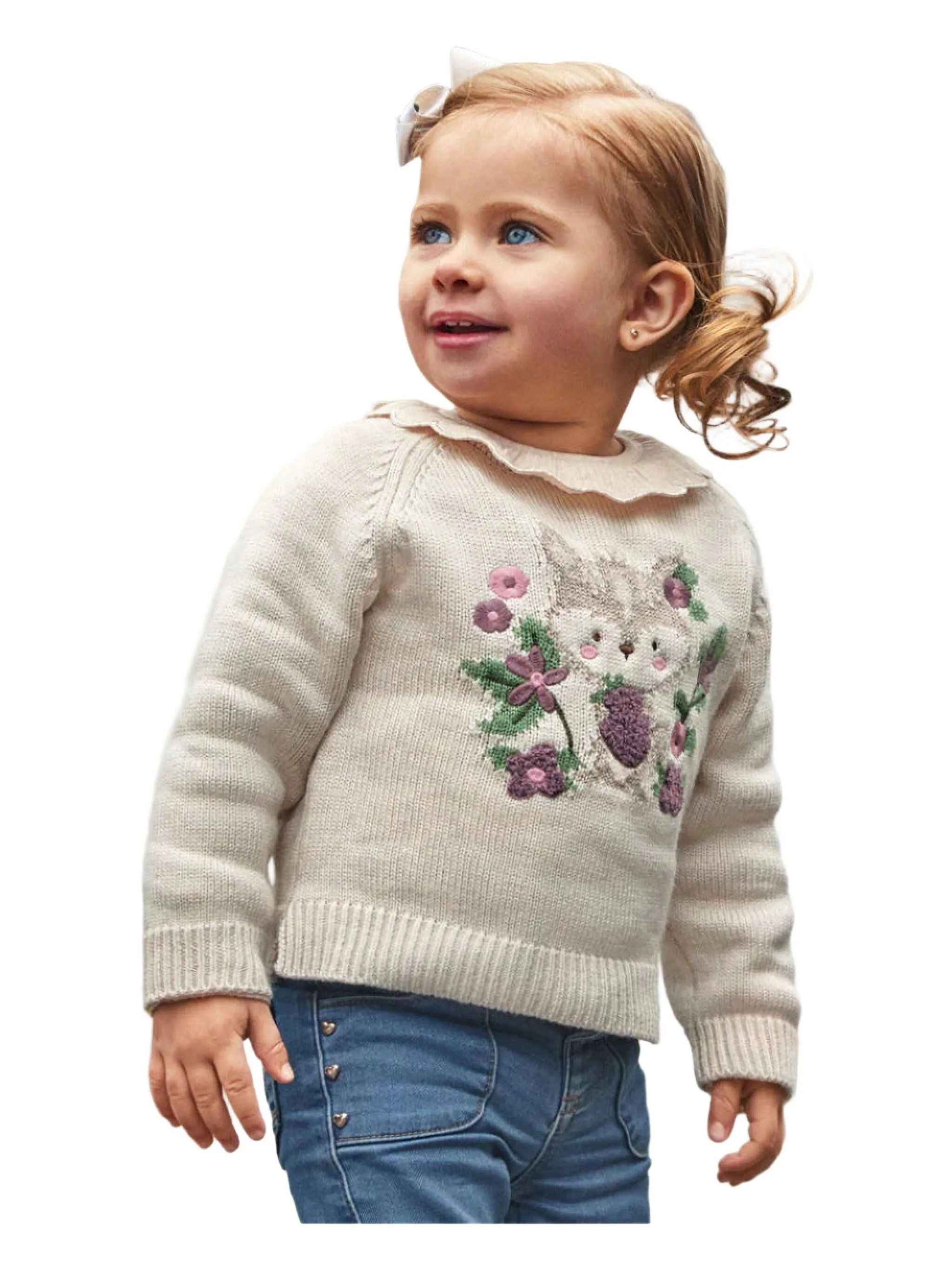 

Свитер с цветочным принтом Mayoral, кремовый