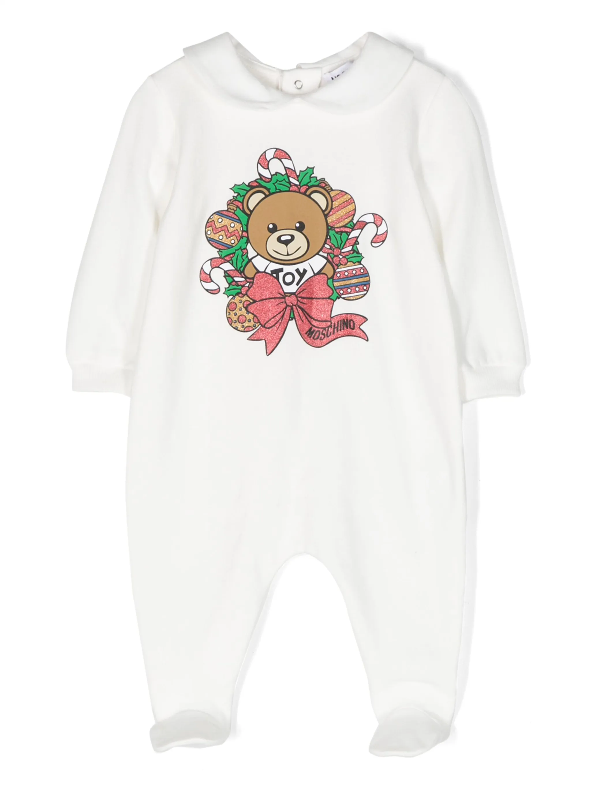 

Ромпер с длинными рукавами и логотипом Moschino Kids, белый