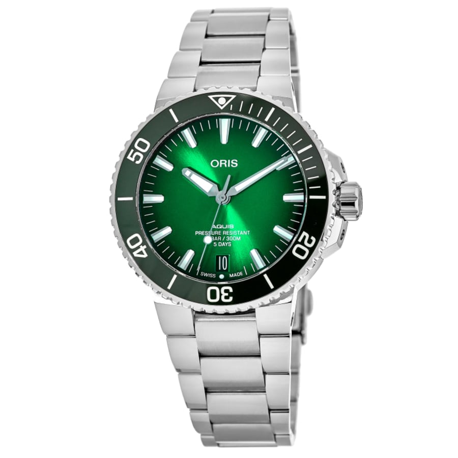 

Мужские часы Oris Aquis Date с зеленым циферблатом из стали 01 400 7763 4157-07 8 24 09PEB