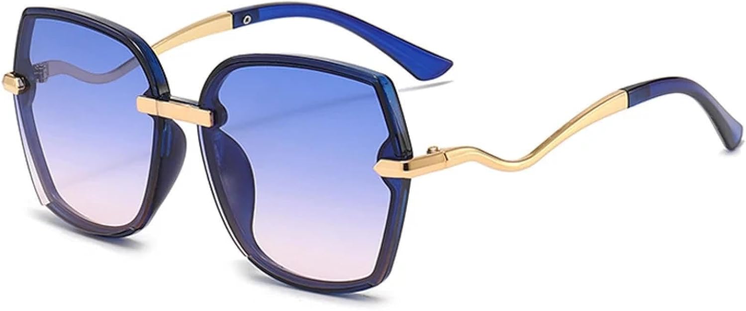 

Модные металлические солнцезащитные очки в крупной оправе для женщин и мужчин, роскошные, в стиле панк, для путешествий, с защитой от УФ-излучения UV400 generic, Blue Blue Pink