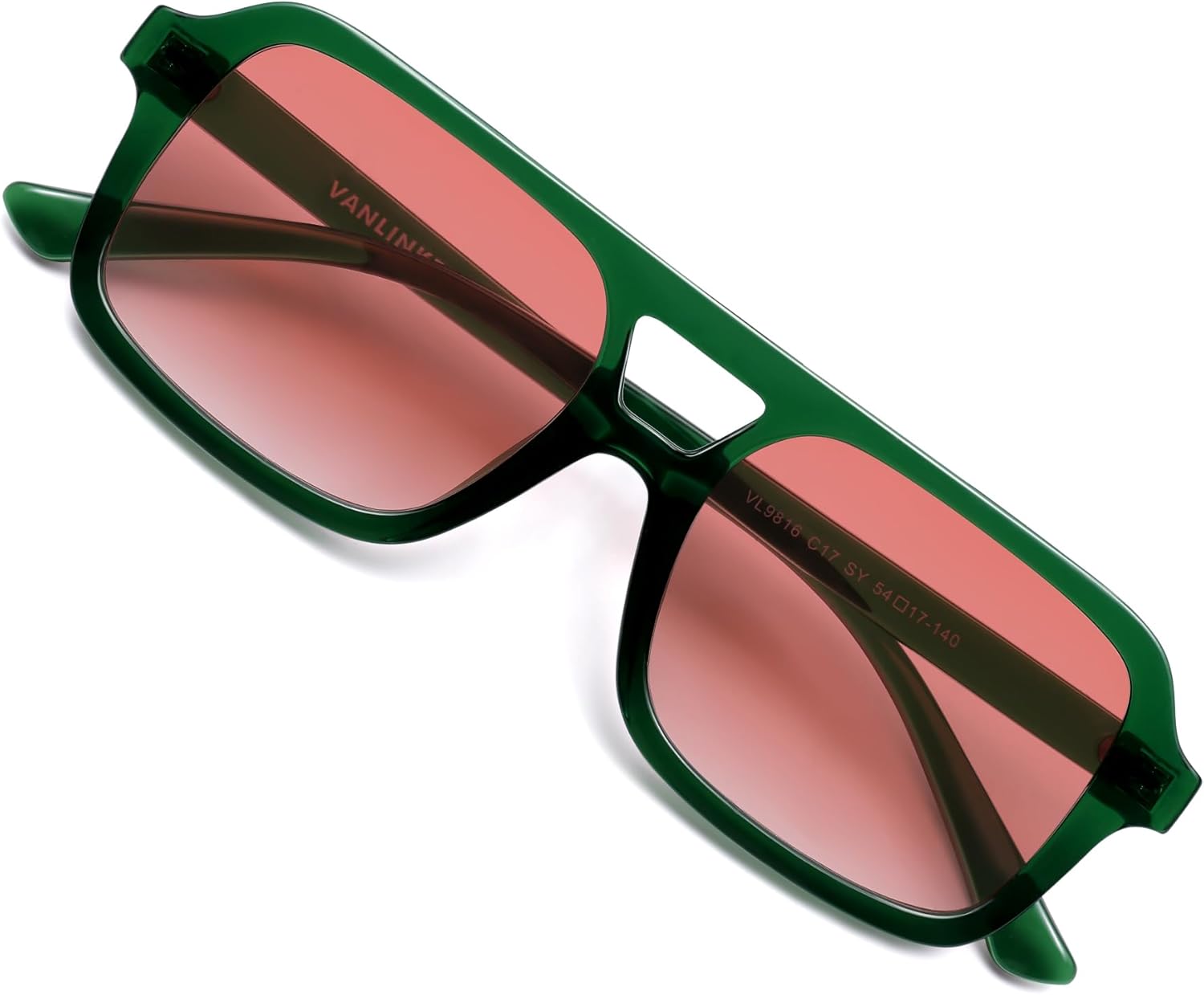 

Солнцезащитные очки VANLINKER в стиле ретро 70-х, квадратные, авиаторские, для женщин и мужчин, винтажные, модные, прямоугольные, VL9816, C17-gradient Pink Lens/Green Frame