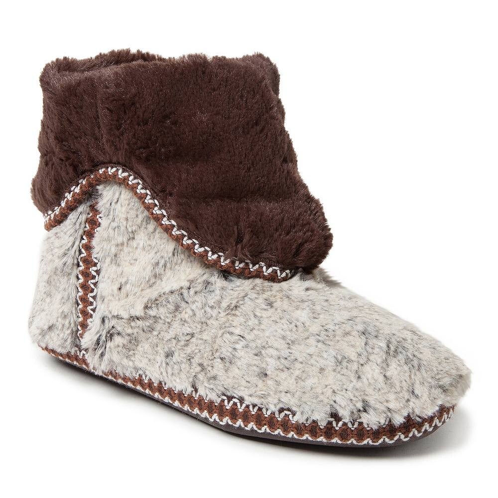 Dearfoams Женские тапочки из искусственного меха со складками, коричневый
