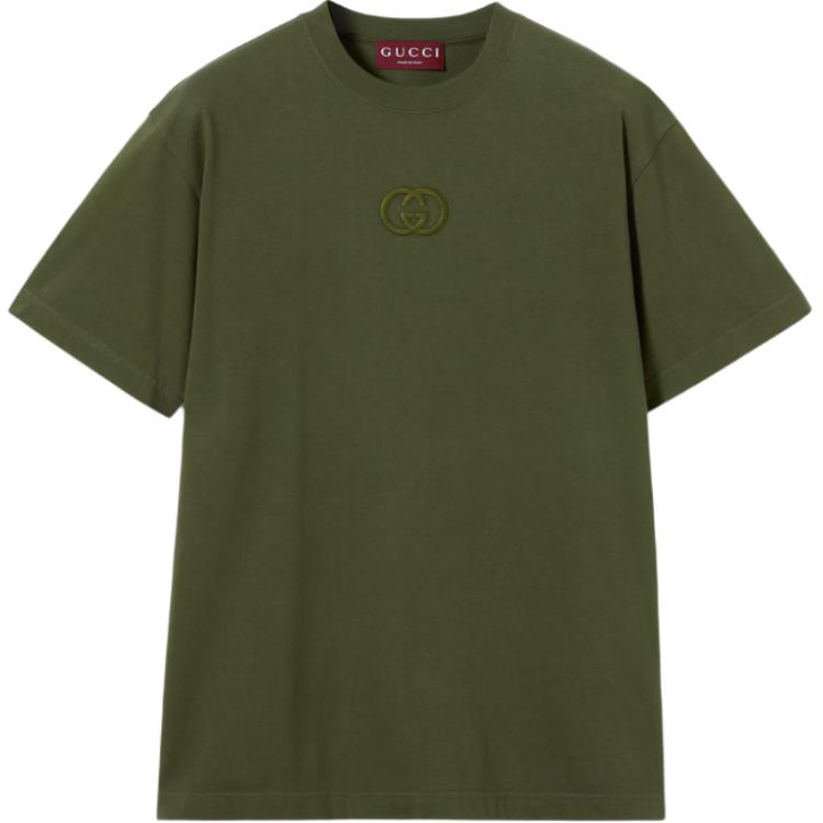 

Футболка из хлопкового трикотажа с вышивкой Gucci, forest зеленый ground