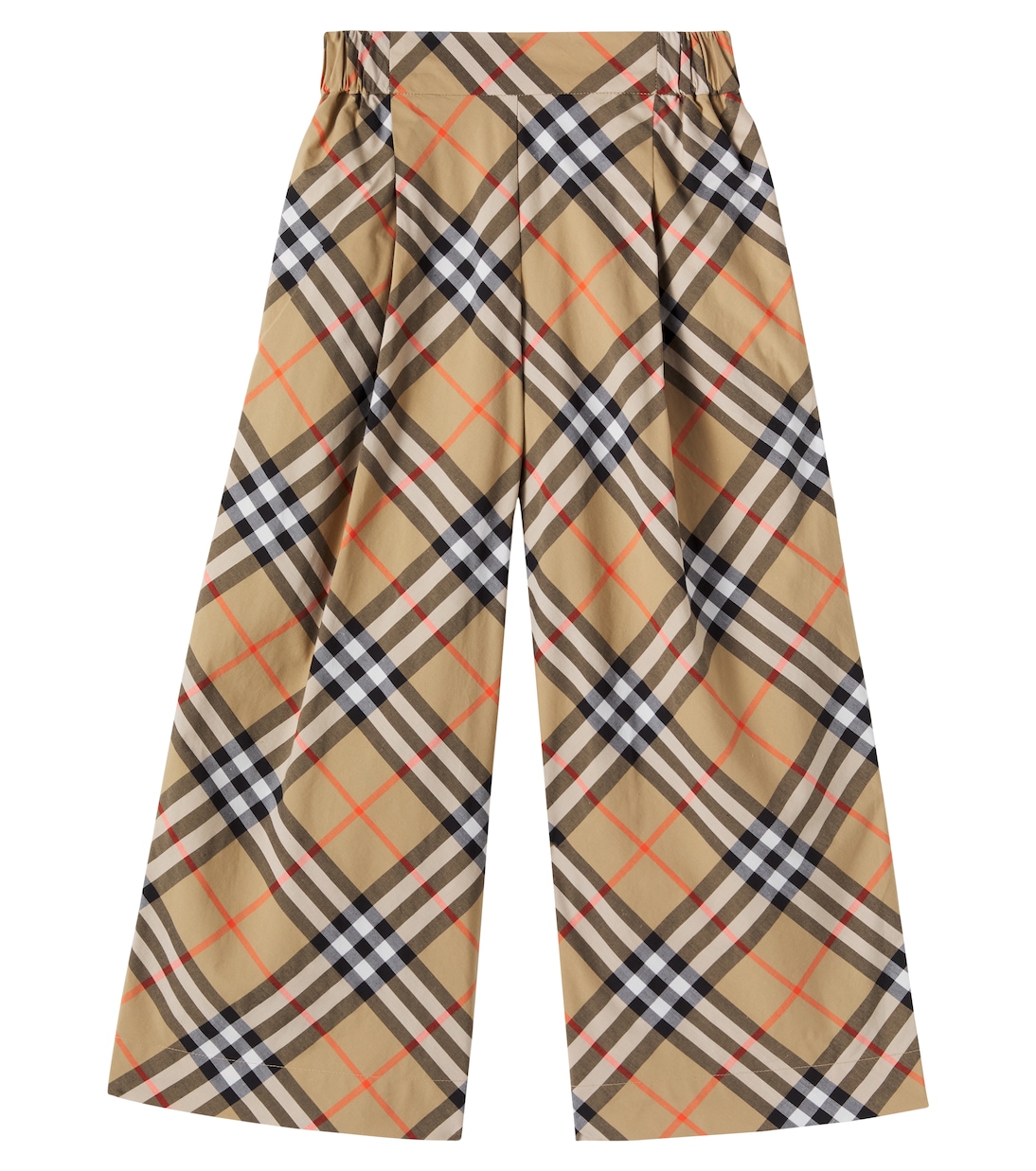 

Брюки Burberry Check из хлопка с широкими штанинами Burberry Kids, Sand Ip Check
