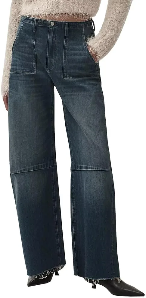 

Женские джинсы Loose Fit Mid Rise Wide Leg, растягивающиеся, винтажный стирки TACSTRUN