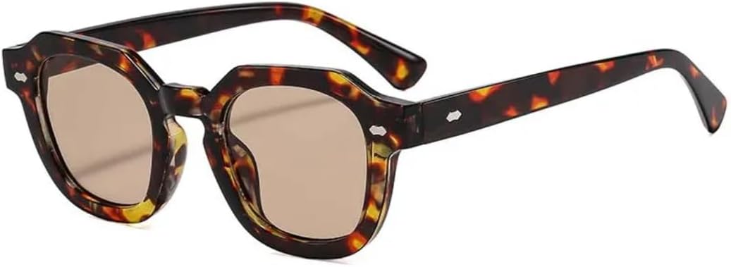 

Солнцезащитные очки с защитой от УФ-излучения UV400 | Круглые линзы в стиле панк с заклепками | Для женщин и мужчин, для занятий спортом на открытом воздухе и вождения DSVIGF, Leopard-lightbrown