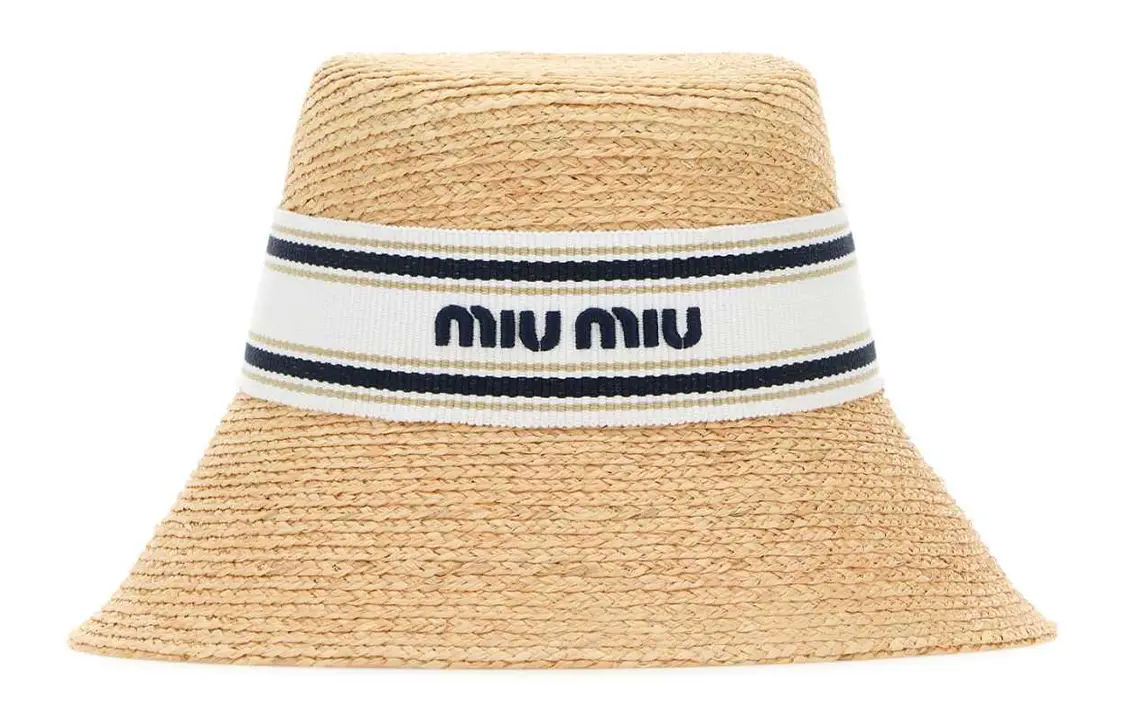 

MIU MIU Рафия ведро шляпа женская бежевая, Beige