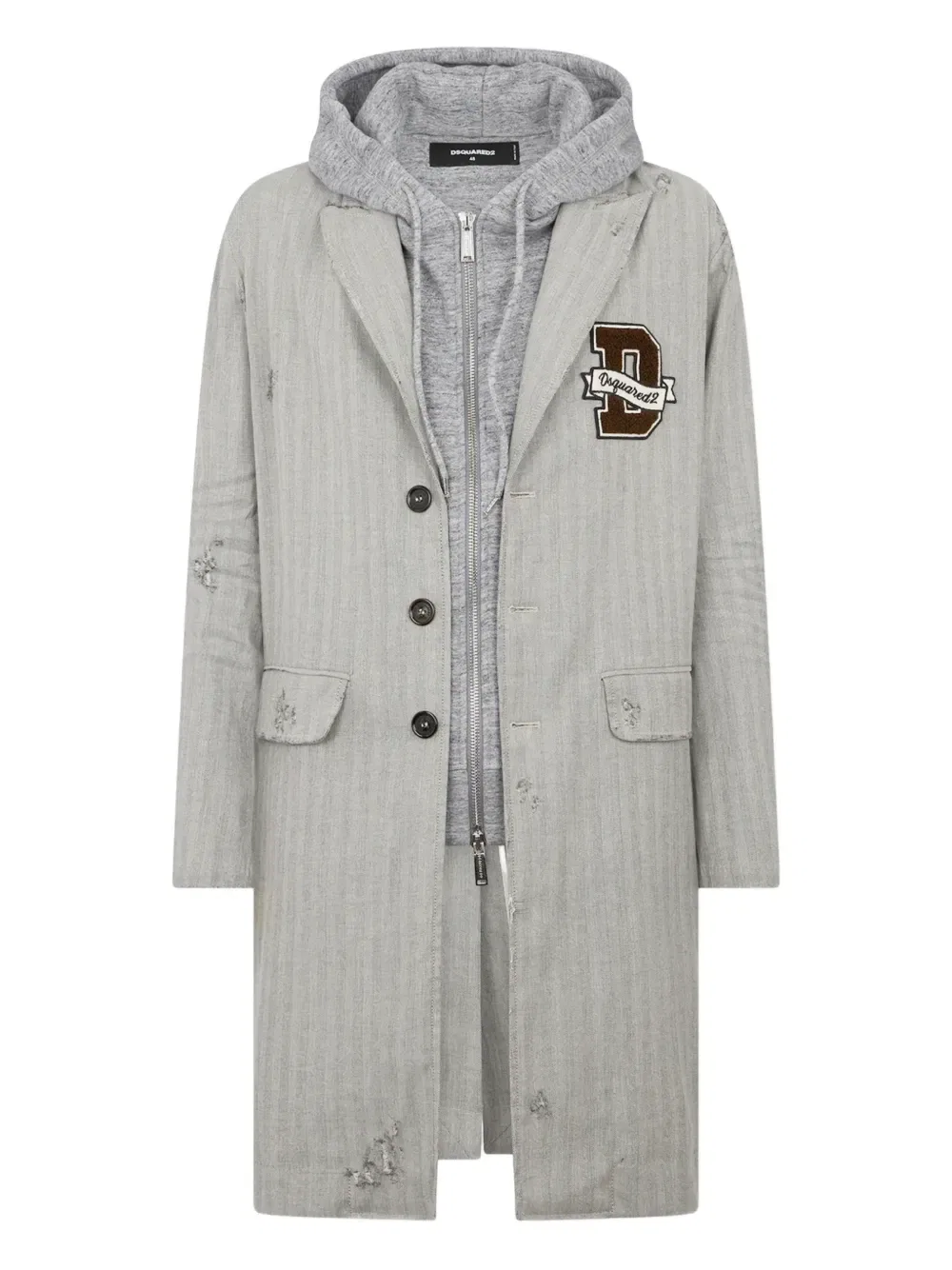 Однобортное пальто с капюшоном DSQUARED2, серый