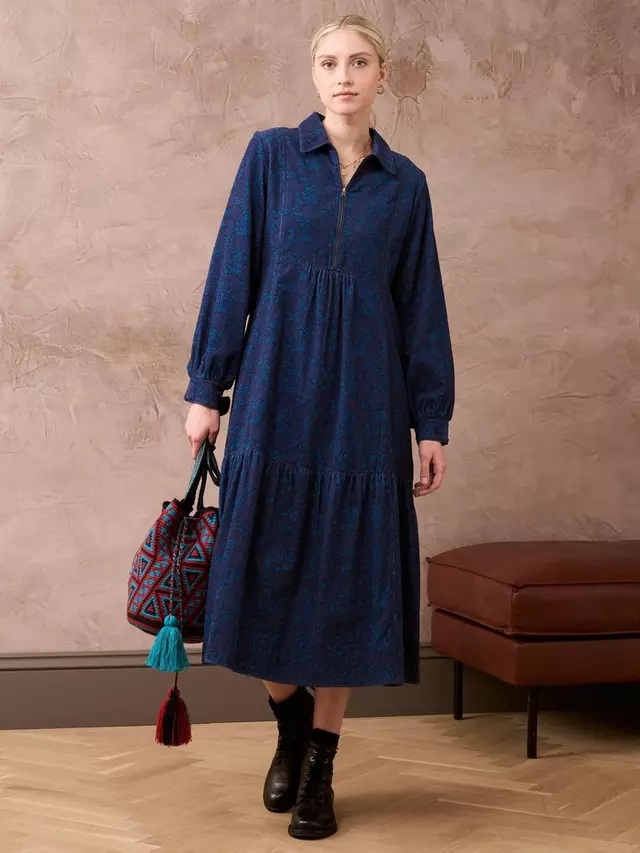 

Платье Brora Needlecord Botanical Zip Up, цвет dusk/navy