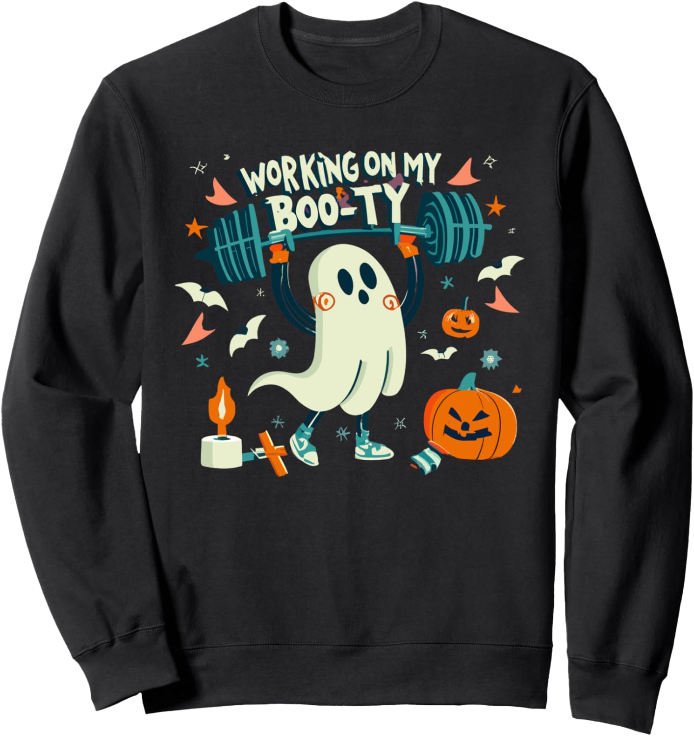 

Толстовка с надписью Тренировка для ягодиц на Хэллоуин Working On My Boo-Ty Halloween Workout Costumes, черный