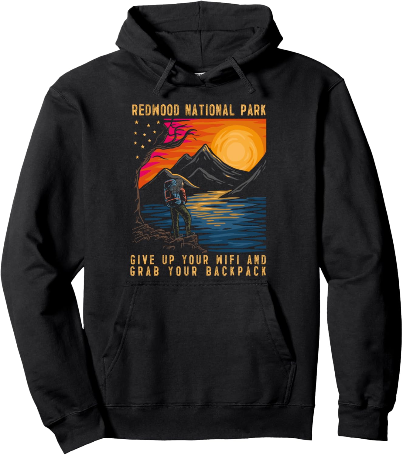 

Толстовка с капюшоном для кемпинга в национальном парке Редвуд 99 Gifts Usa National Parks Souvenirs, черный