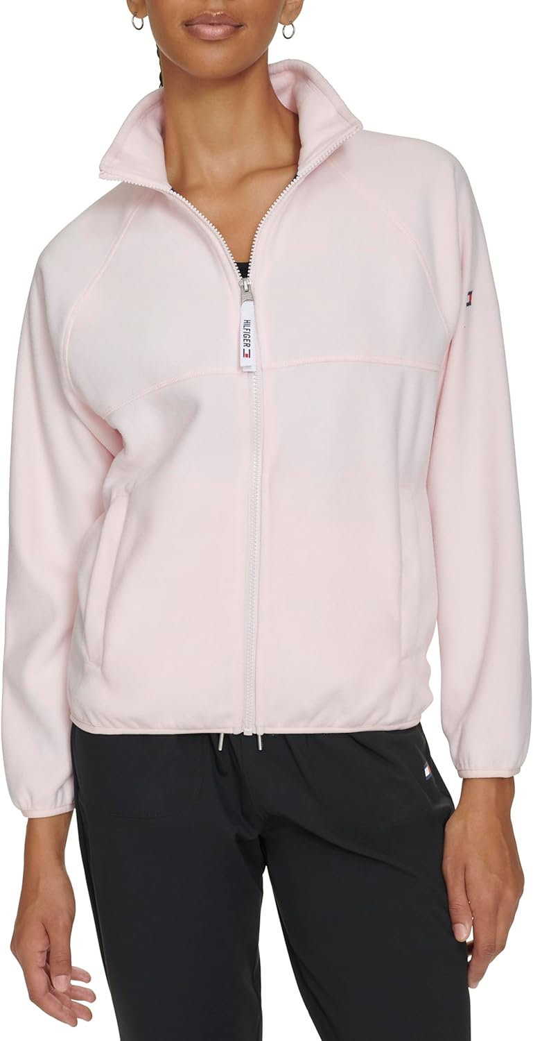 Женская флисовая куртка Tommy Hilfiger с воротником-стойкой и застежкой-молнией, Powder Pink — фото 2
