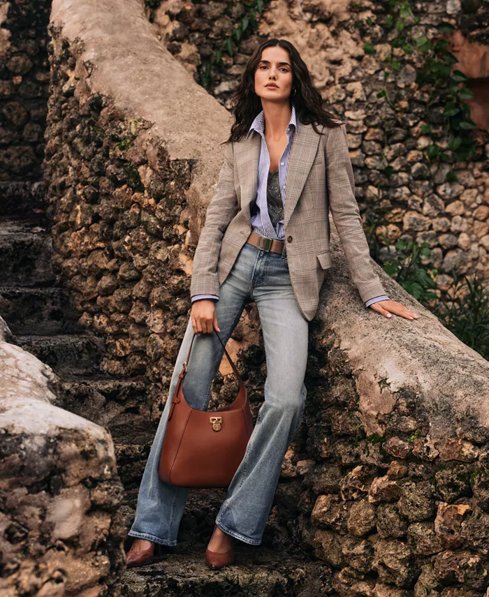 

Женские джинсы с высокой посадкой и широкими штанинами Lauren Ralph Lauren, синий