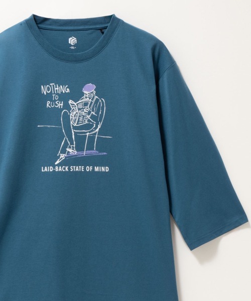 

Футболка с линейным рисунком и рукавом 3/4 Mac-House, темно-синий