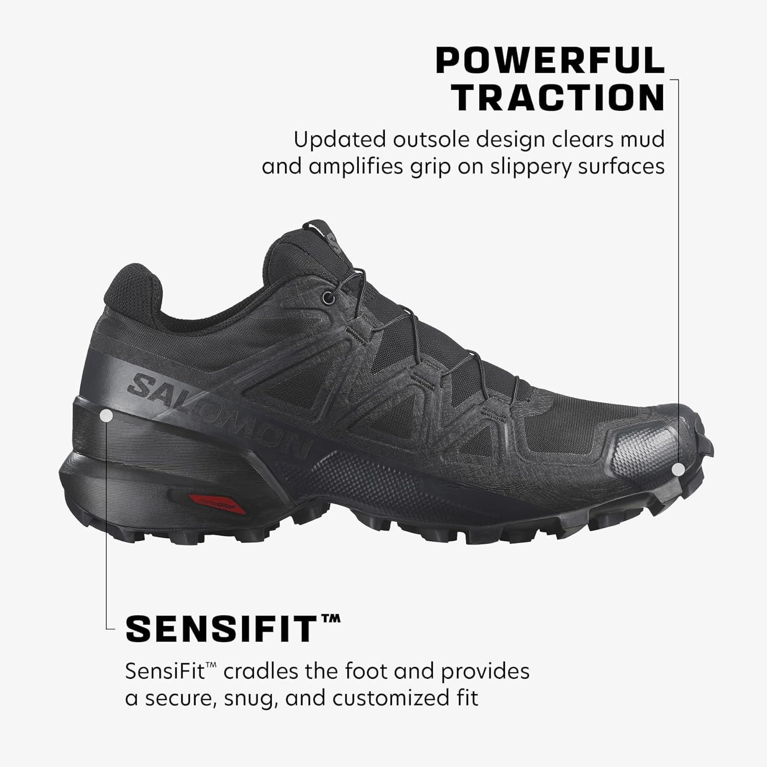 Кроссовки для трейлраннинга Salomon мужские Speedcross, Black/Black/Quiet Shade — фото 2