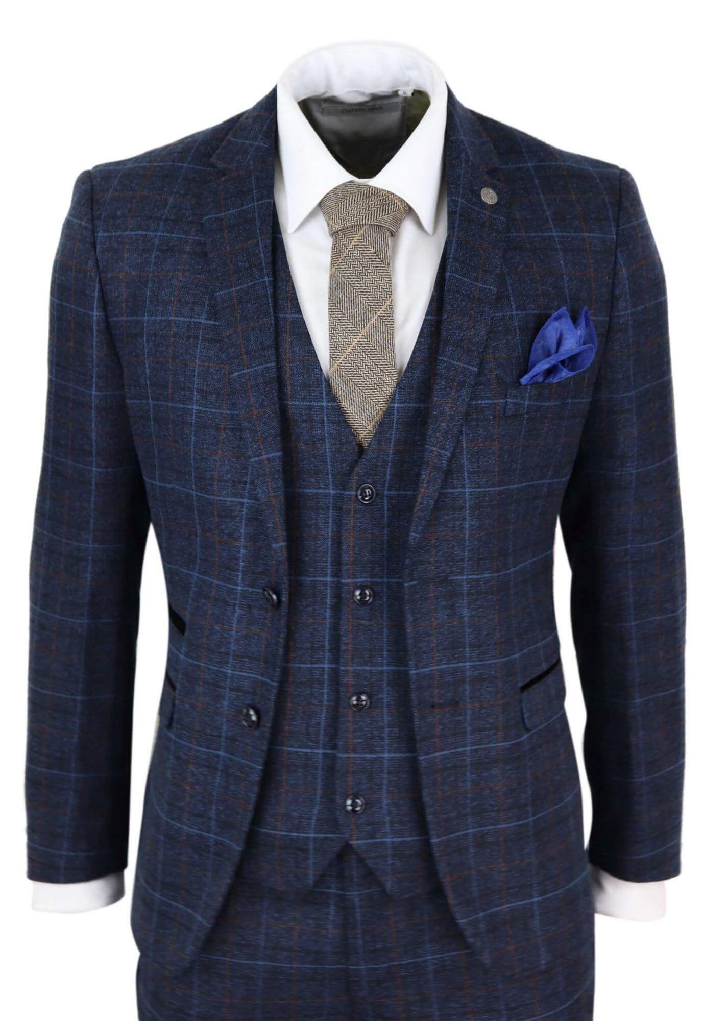

Костюм-тройка в клетку Harvey Navy Tweed Paul Andrew