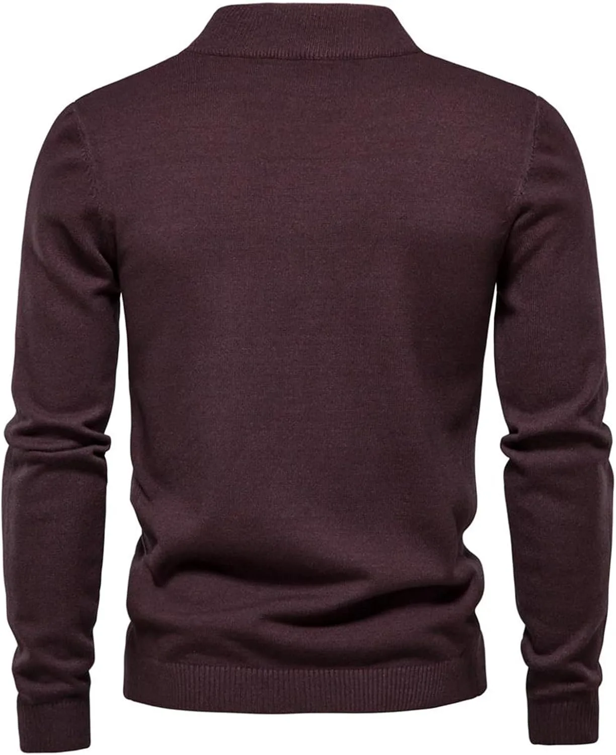 Мужской повседневный свитер однотонный теплый slim fit с длинным рукавом — фото 3