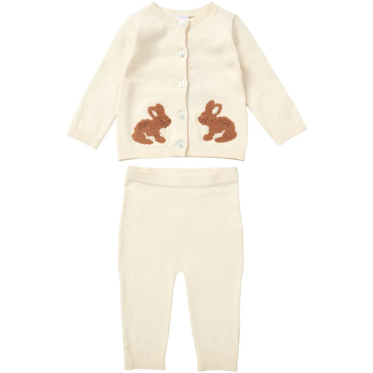 Утепленный костюм из мягкого трикотажа с зайчиками Rock a Bye Baby Boutique, белый