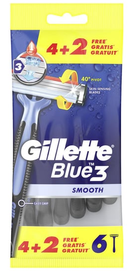 

Гладкие одноразовые мужские бритвы 6 шт. Gillette, Blue 3