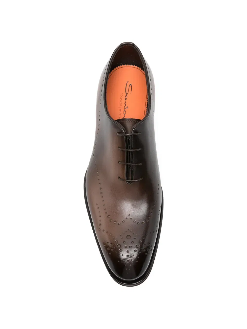 Кожаные оксфордские туфли Santoni, коричневый — фото 4