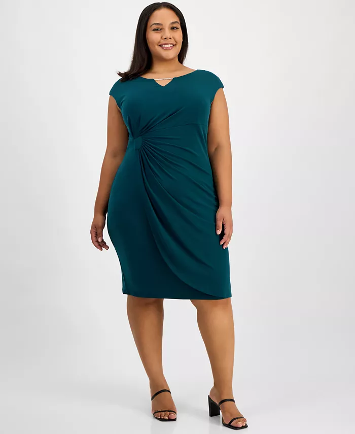 

Платье-футляр без рукавов с имитацией запаха больших размеров Connected, зеленый