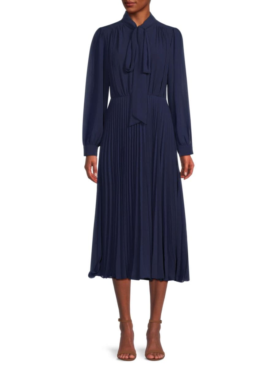 

Платье-миди со складками-гармошкой Mikael Aghal, темно-синий