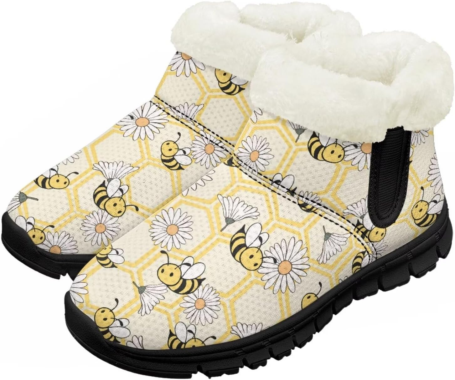 

Зимние ботинки для девочек и мальчиков, ботильоны для детей, теплые с мехом, противоскользящие Pzuqiu, Daisy Bees