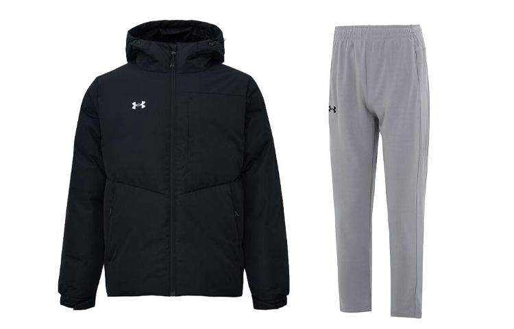 

Повседневный спортивный худи с капюшоном для мужчин Under Armour, clothing sets (черный+серый)