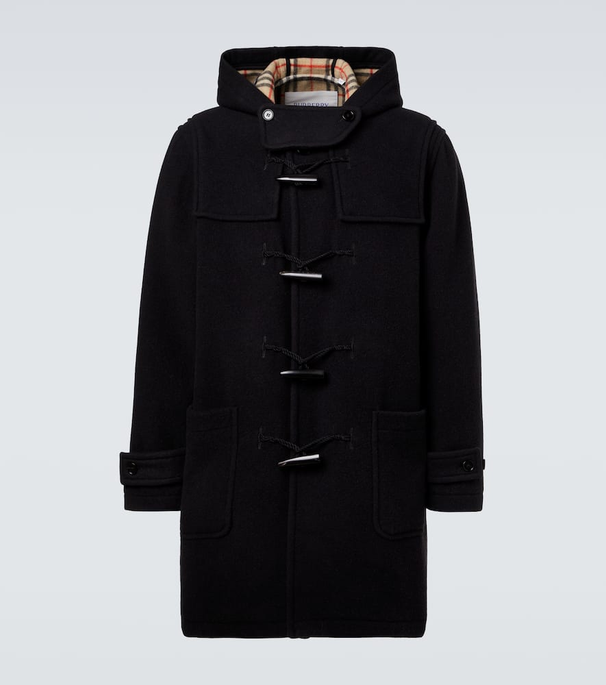 

Капюшонное пальто из шерстяной ткани твил Burberry, Black Ip Check