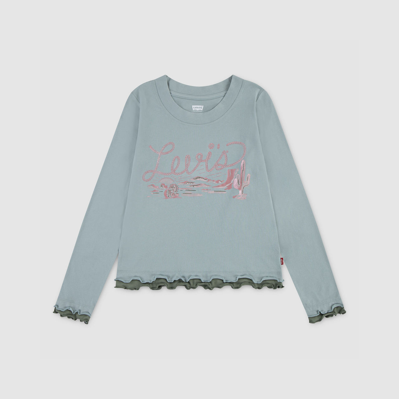 

Футболка Twofer Ls Western Tee Big Girls S-xl Levi's, Gray Mist - Green