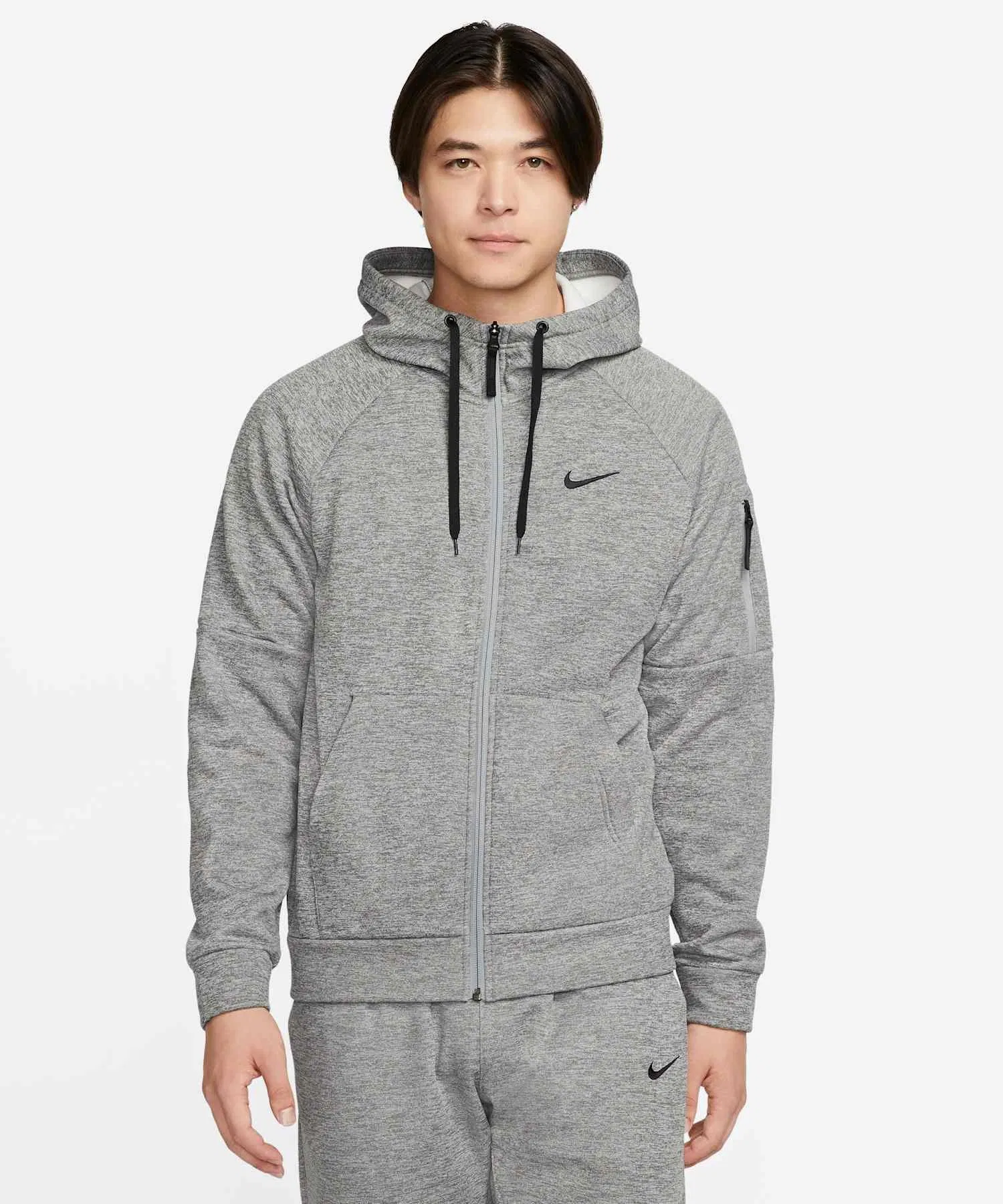 《В наличии комплект》 Мужская спортивная толстовка Nike Therma-FIT на молнии DQ4831-063, темно-серый меланж