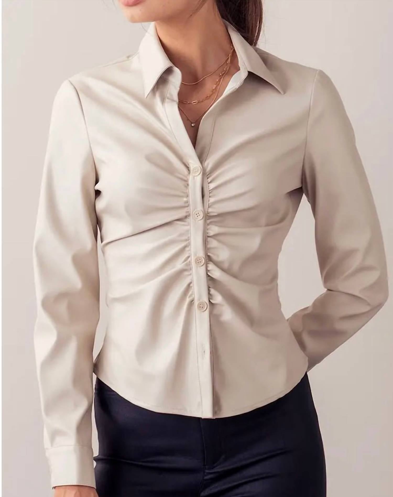 

Топ Rhonda с драпировкой из искусственной кожи в цвете тау Urban Daizy, Taupe