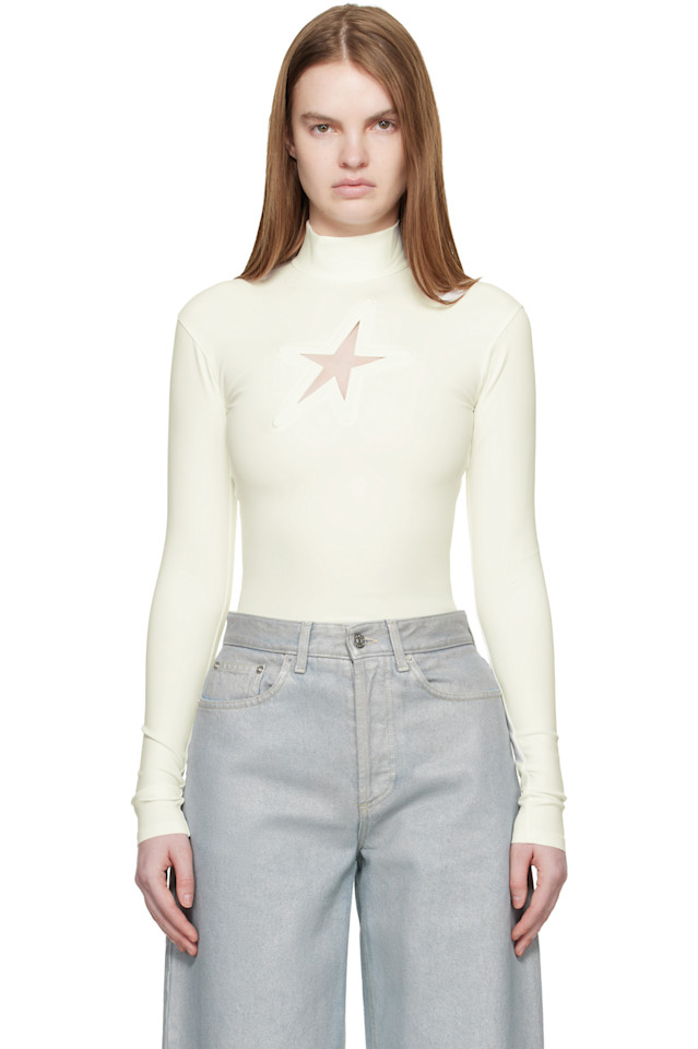 

Mugler Водолазка из плотной лайкры Off-White