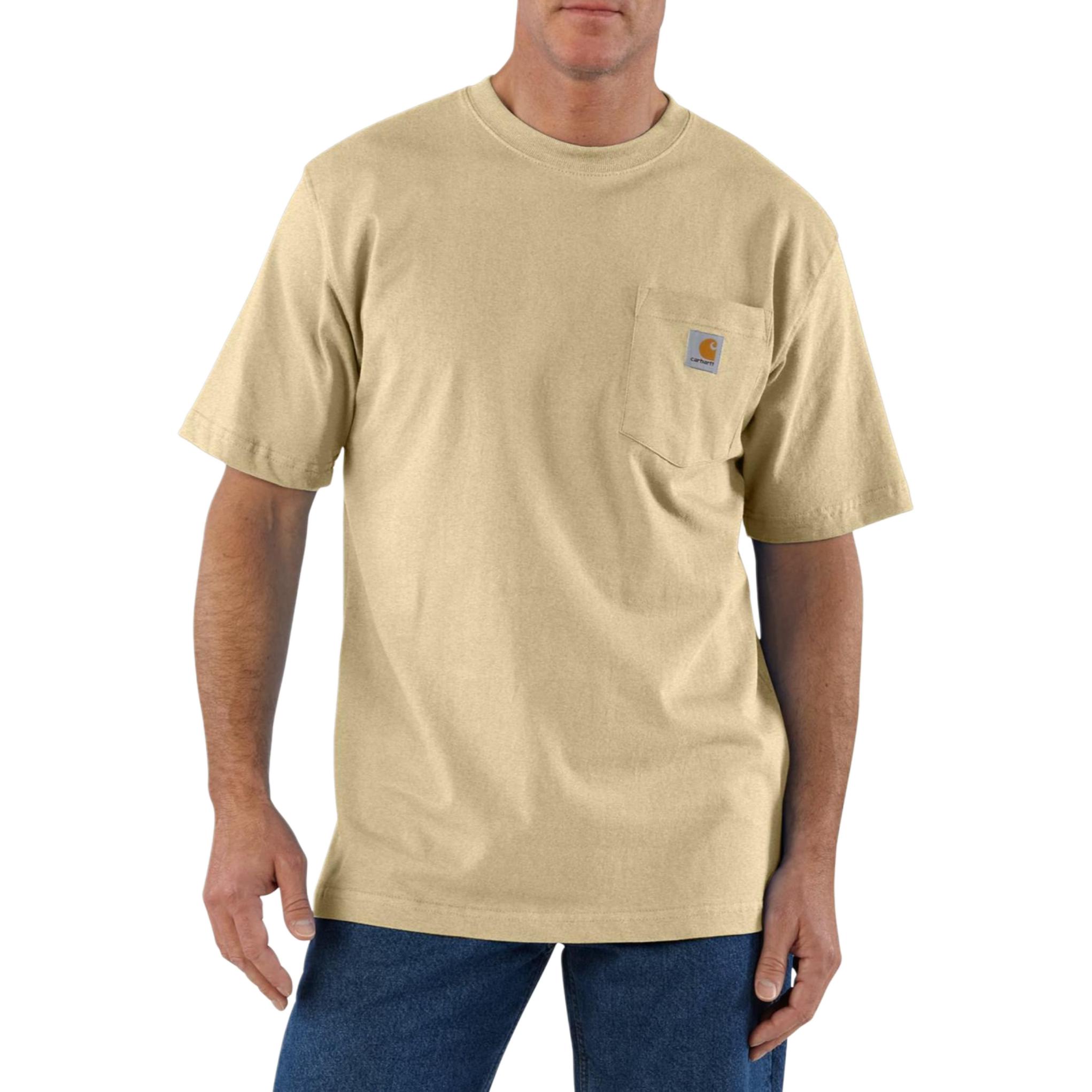 

Мужская футболка SS25 K87 свободного кроя из плотной ткани с коротким рукавом и карманом Carhartt, beach color