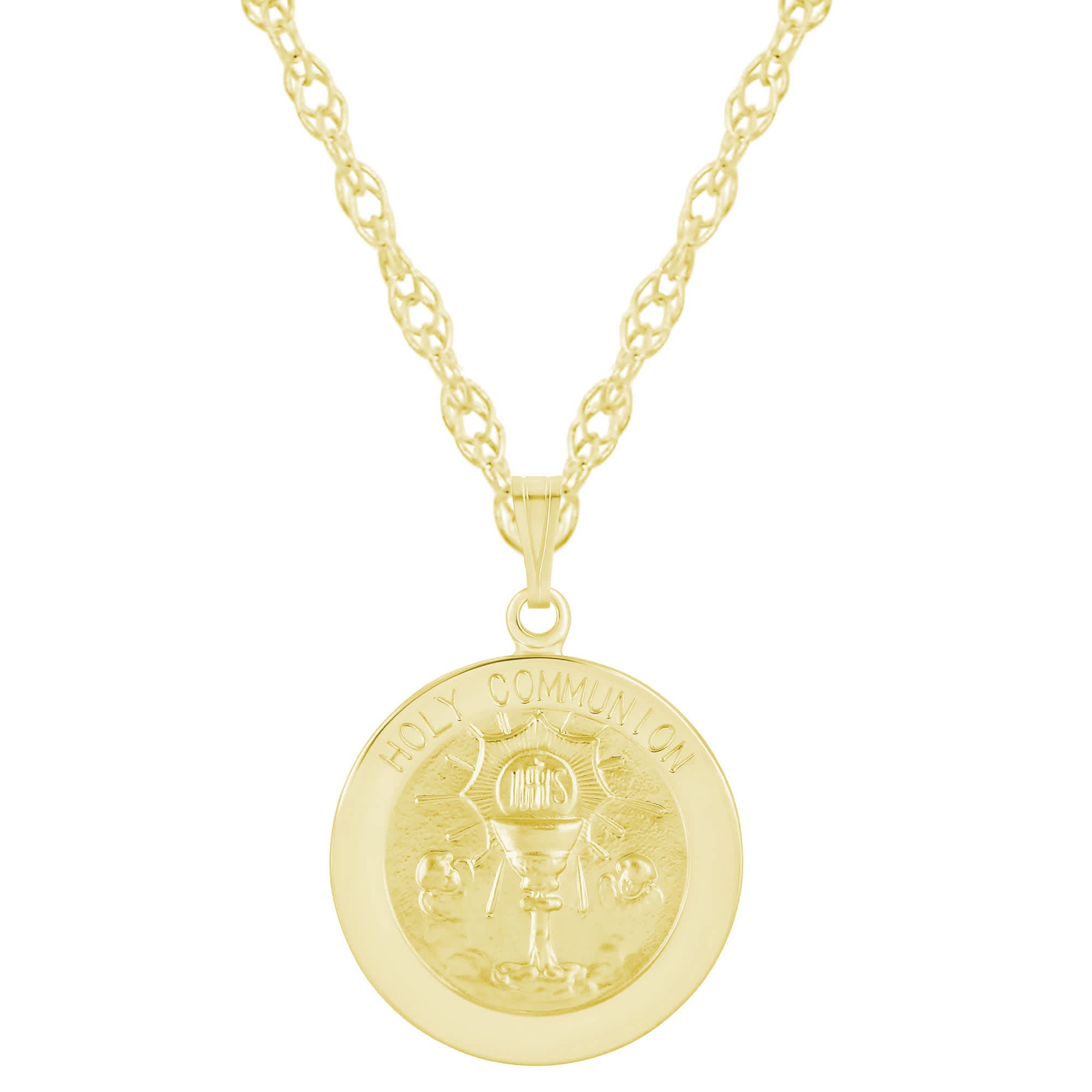 

Ожерелье с медальоном Святого Причастия из стерлингового серебра Glistening Jewels, Gold Plated Sterling Silver